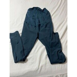 Maternity pants leggings pregnancy size small navy blue belly band Isabel matern